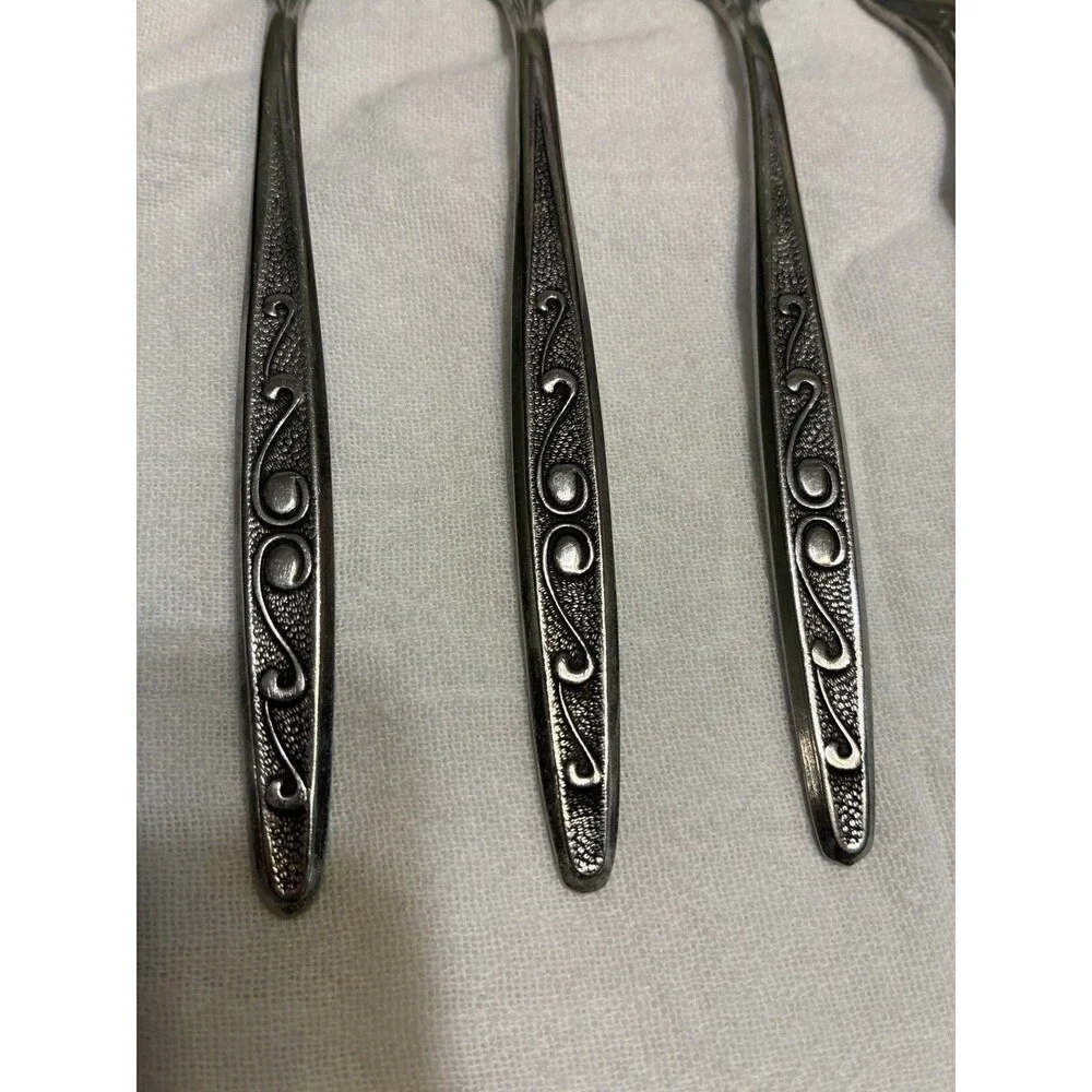 Vintage Hanford Forge RUTGERS Stainless Dinner Forks Lot Of 6 MCM Japan Flatware